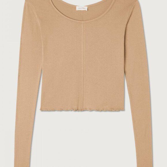 American Vintage Ketown Long Sleeve Knit Tee in Praline - Picture 2 of 5